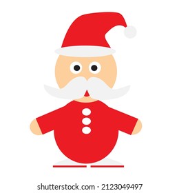 Vector simple icon cartoon illustration of cute smiling standing Santa Claus, isolated on white background. Christmas design element in flat style