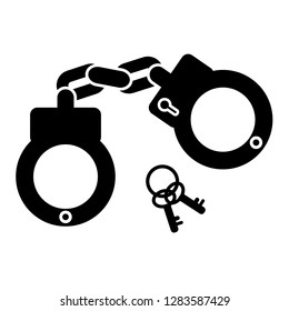 Vector simple Icon of handcuff and Key, isolated on white
