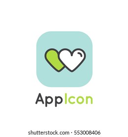 Vector Simple Icon Logo for Mobile or Laptop Application Service for User Access. Like and Making New Friends Concept