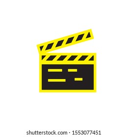 vector simple icon with movie clapperboard shape