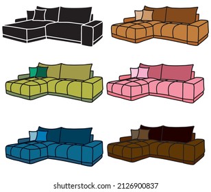 Vector simple icon pack: furniture flat illustrations