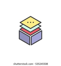 Vector Simple Icon Style Illustration Layered Stacks Showing Working Progress, Level Indicator Symbol Multi Platform