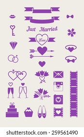 Vector simple icon for wedding postcard
