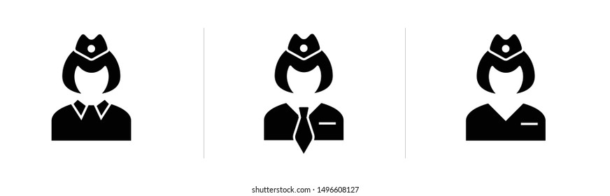 Vector Simple Icon Of A Woman Train Conductor.