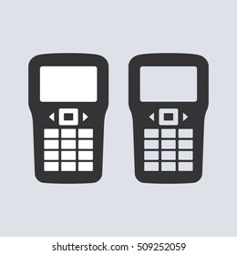 Vector simple icons of POS counter-top payment processing terminal