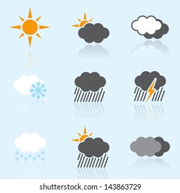 Vector simple icons of various weather and seasons.