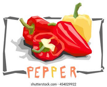 Vector simple illustration of bell peppers in angular cartoon style.