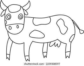 vector simple illustration of a black flat contour cow