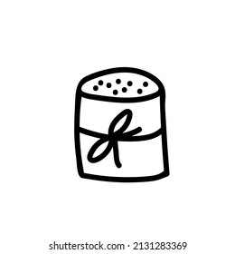 Vektorgrafik von schwarzen Strichkuchen für Osterhandgezeichnet. Einzelfutterfrühlingsbild im Doodle-Stil.  Design für Aufkleber, Social Media, Karten, Verpackung, Druck.