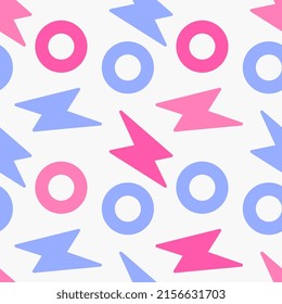 Vector simple illustration with bright color flash on white background. Flat style seamless pattern design with sharp shape for web, site, banner, print, textile