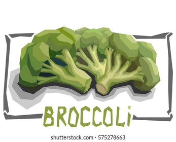 Vector simple illustration of broccoli in angular cartoon style.