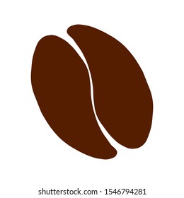 Vector simple illustration brown coffee bean, icon, logo