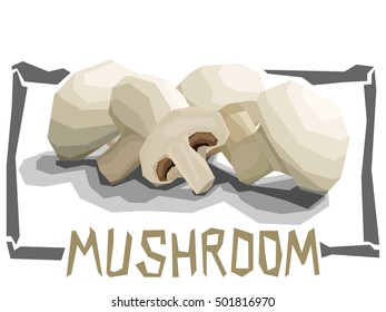 Vector simple illustration of Champignon mushrooms in angular cartoon style.