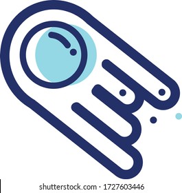 Vector simple illustration comet, asteroid, meteor. Flat design. Space icon, cartoon style.