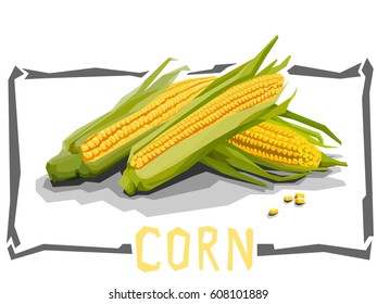 Vector simple illustration of corn in angular cartoon style.