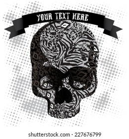 Vector simple illustration with dotted skull