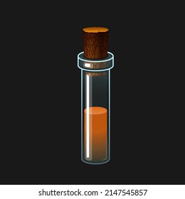 Ilustración vectorial simple de la botella de vidrio con bebida de color poción.