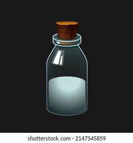 Ilustración vectorial simple de la botella de vidrio con bebida de color poción.
