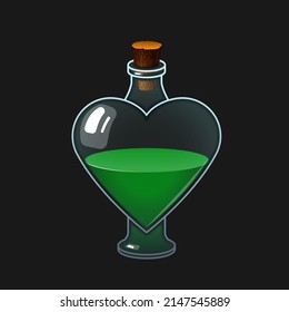 Vector simple illustration of glass bottle with potion colored drink.