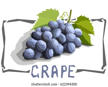 Vector simple illustration of grapes in angular cartoon style.