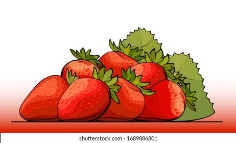 Vector simple illustration of a group of strawberry (side view).