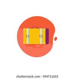 Vector simple illustration and icon in trendy flat linear style - summer and vacation concept - vintage suitcase