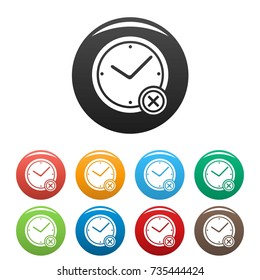 Vector simple illustration of no time icons isolated on white background