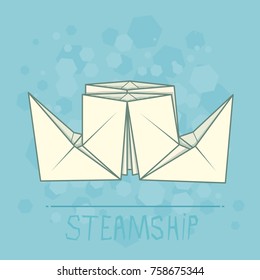 Vector simple illustration origami of paper steamship.