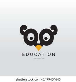 Vector Simple Illustration Owl Education Logo and Symbol for School and Campus