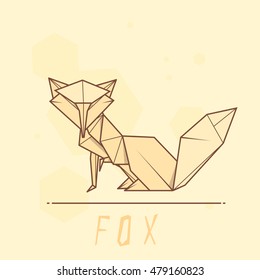 Vector simple illustration paper origami of fox.