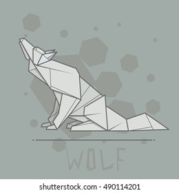 Vector simple illustration paper origami of wolf.