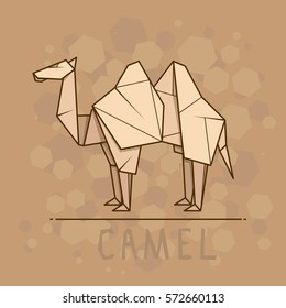 Vector simple illustration paper origami of camel.