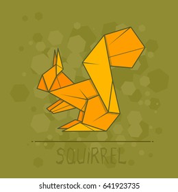Vector simple illustration paper origami of squirrel.