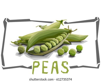 Vector simple illustration of peas in angular cartoon style.