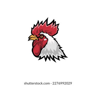 
vector simple illustration of rooster head logo on white background