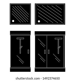 Vector simple illustration of shower cabin. Plumbing elements for design and web.