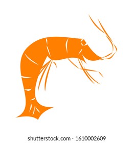  Vector - simple Illustration of Shrimp sketch, vector cartoon image. 