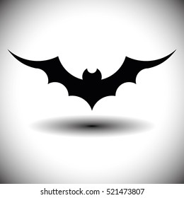 Vector. Simple illustration of silhouette bat icon for web to celebrate Halloween. Perfect for banners, posters and backgrounds