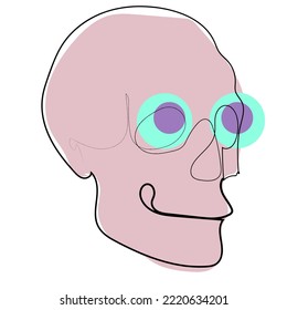 cráneo de ilustración simple vectorial con color rosa