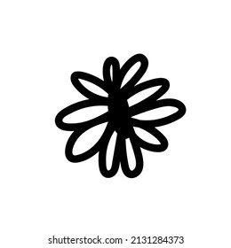 Vector simple illustration Spring flowers with black line for Easter hand drawn. Single botanical holiday picture in doodle style.  Design for stickers, social media, cards, packaging, printing.