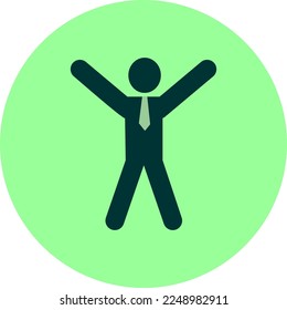Vector of a simple illustration of a successful or passionate person in green color. Suitable for design materials, illustrations, application icons or websites
