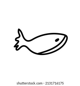 Vector simple illustration with tropical fish on white isolated background.Ocean,Summer underwater animal hand drawn in doodle style.Design for postcards,stickers,packages,social media,web,coloring.