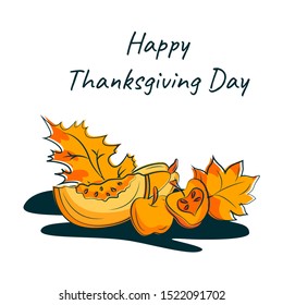 Vector simple illustrations in flat sketchy style. Flat drawn pumpkins made as autumn traditional decorations, free hand drawn doodle design.