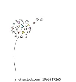 Vector simple image of a flower of hearts.