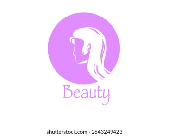 Vector de una Imagen simple de una mujer en forma de logotipo y hermosa escritura púrpura