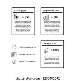 Vector simple infographic with cards, icons and statistic numbers