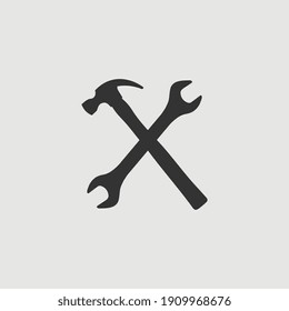 Vector Simple Isolated Hammer and Wrench Icon