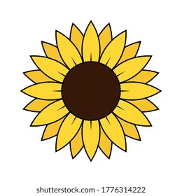 Vector Simple Isolated Sunflower Illustration