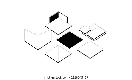 Ilustración de formas isométricas simples vectoriales para sitio web 