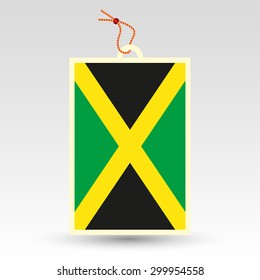 vector simple jamaican price tag - symbol of made in jamaica - label with national flag and string
